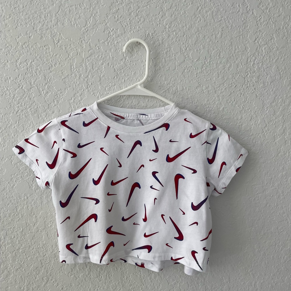 Nike Kids White and Red Graphic Tee for girl size L